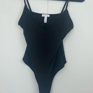 Black Bodysuit with Lace Trim